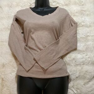 Women's Tan V-Neck Top
